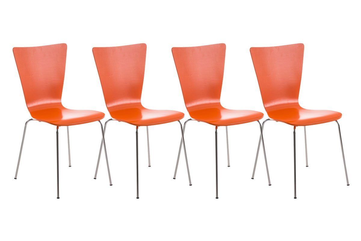 Aaron Besucherstuhl CLP Holzsitz mit (4er Metallgestell orange Set), und