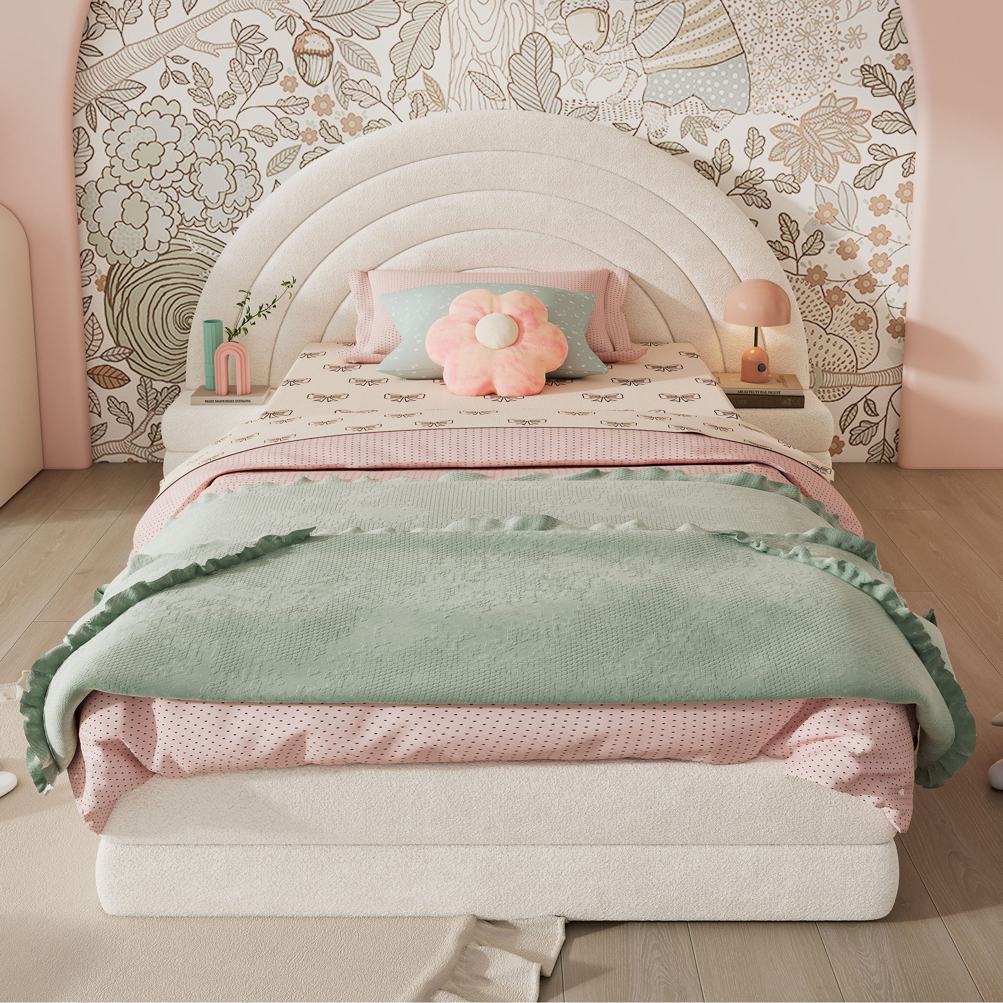 Merax Polsterbett (Jugendbett Einzelbett Bodenbett aus Vliesimitat, 1-tlg., günstig online kaufen