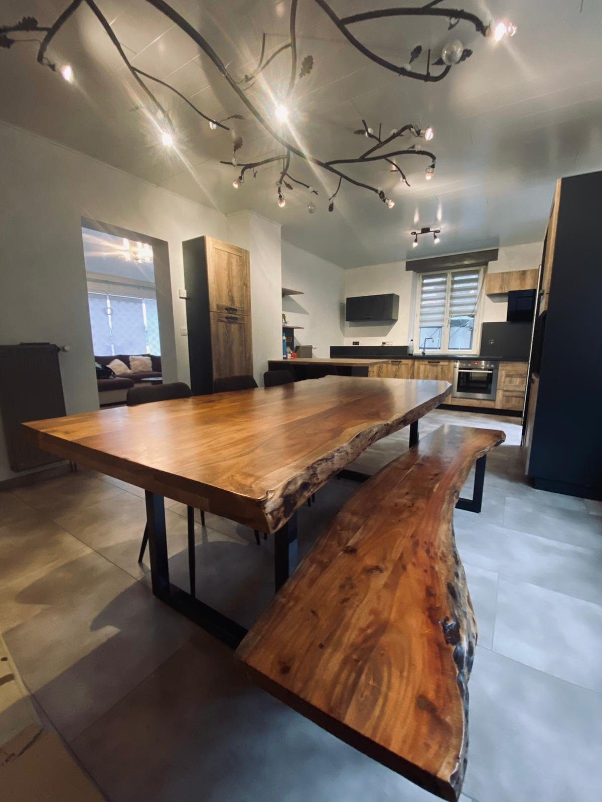 BENEDO MÖBEL Baumkantentisch Akazie, Esstisch Baumkante ODER Sitzbank Unika günstig online kaufen