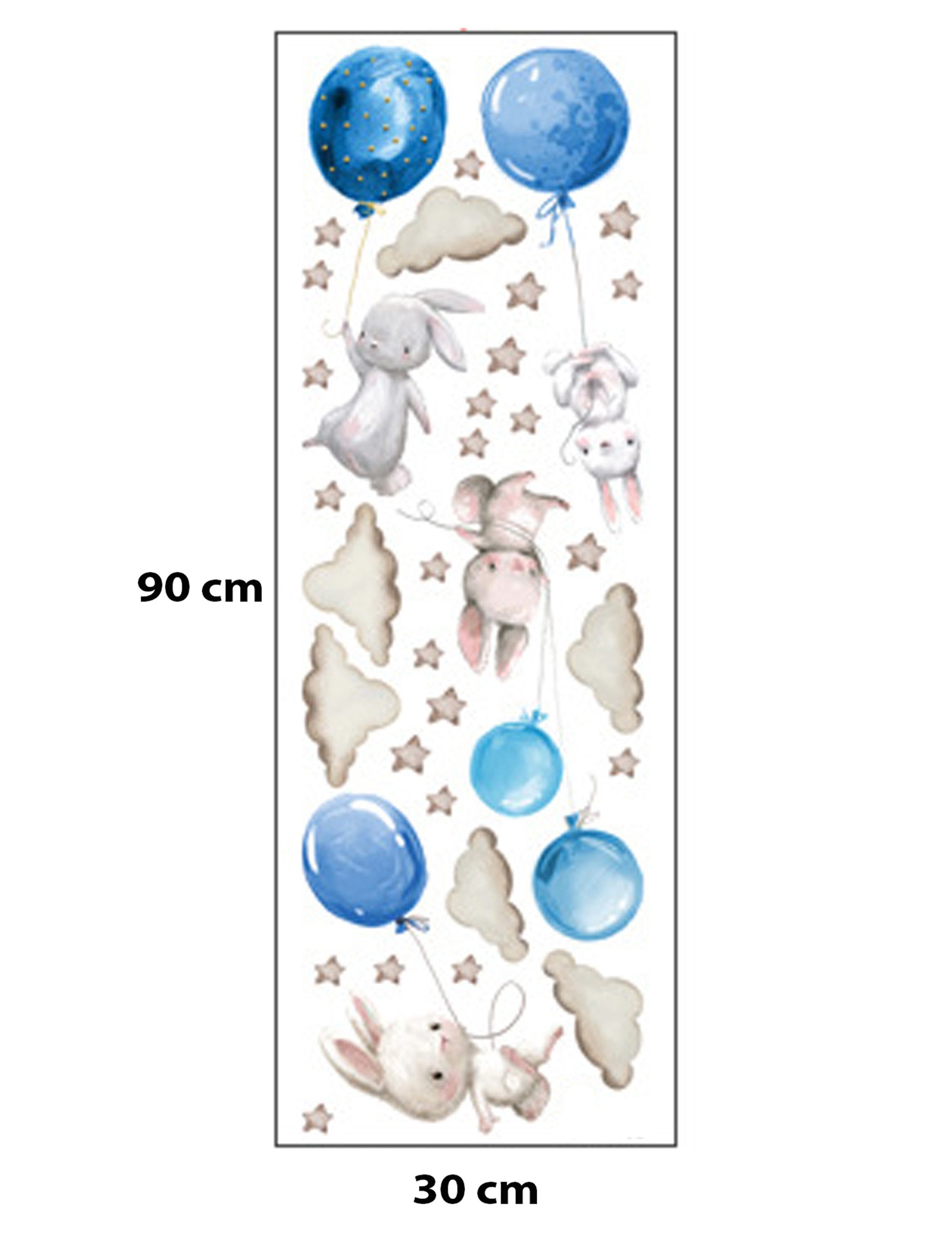 Sipo Wandbild Wandaufkleber Hase, Sterne, Blaue günstig online kaufen