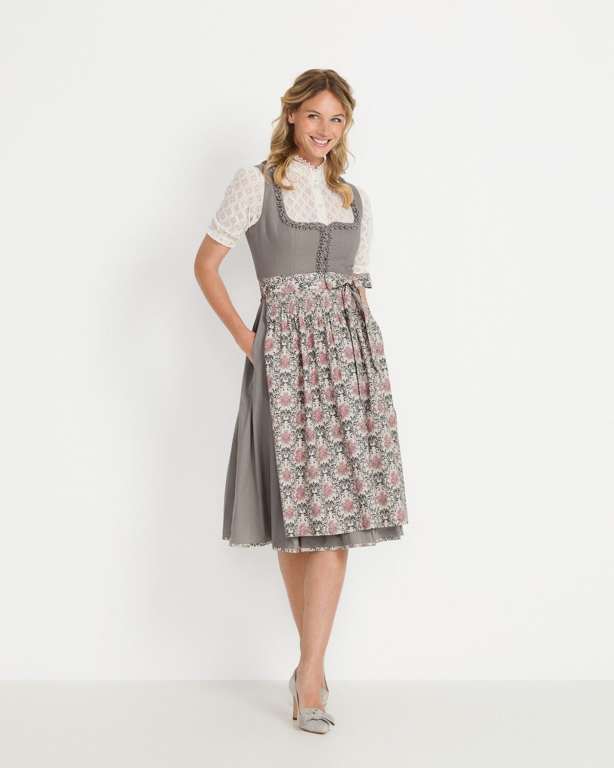 Almsach Dirndl Midi Dirndl mit Rosenprint