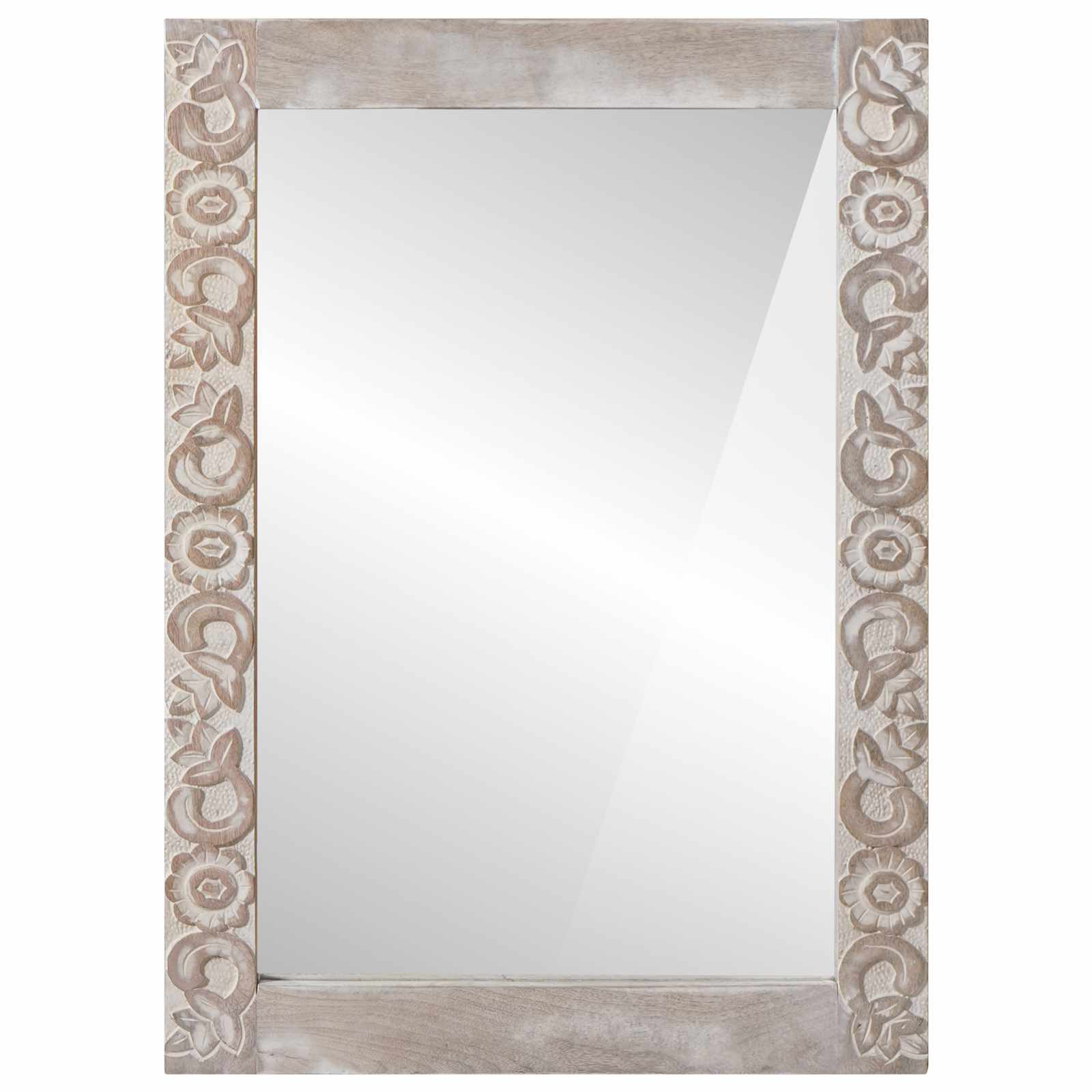 vidaXL Spiegel Wandspiegel Weiß 70 x 50 cm Massivholz Rechteckig (1-St)