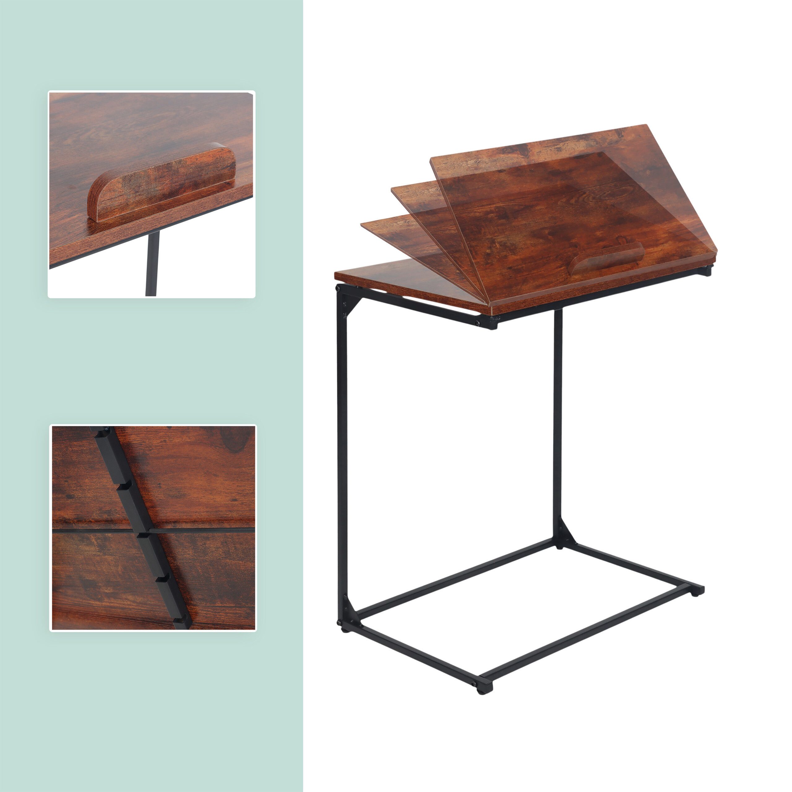 relaxdays Beistelltisch für Laptop, Industrial-Schwarz