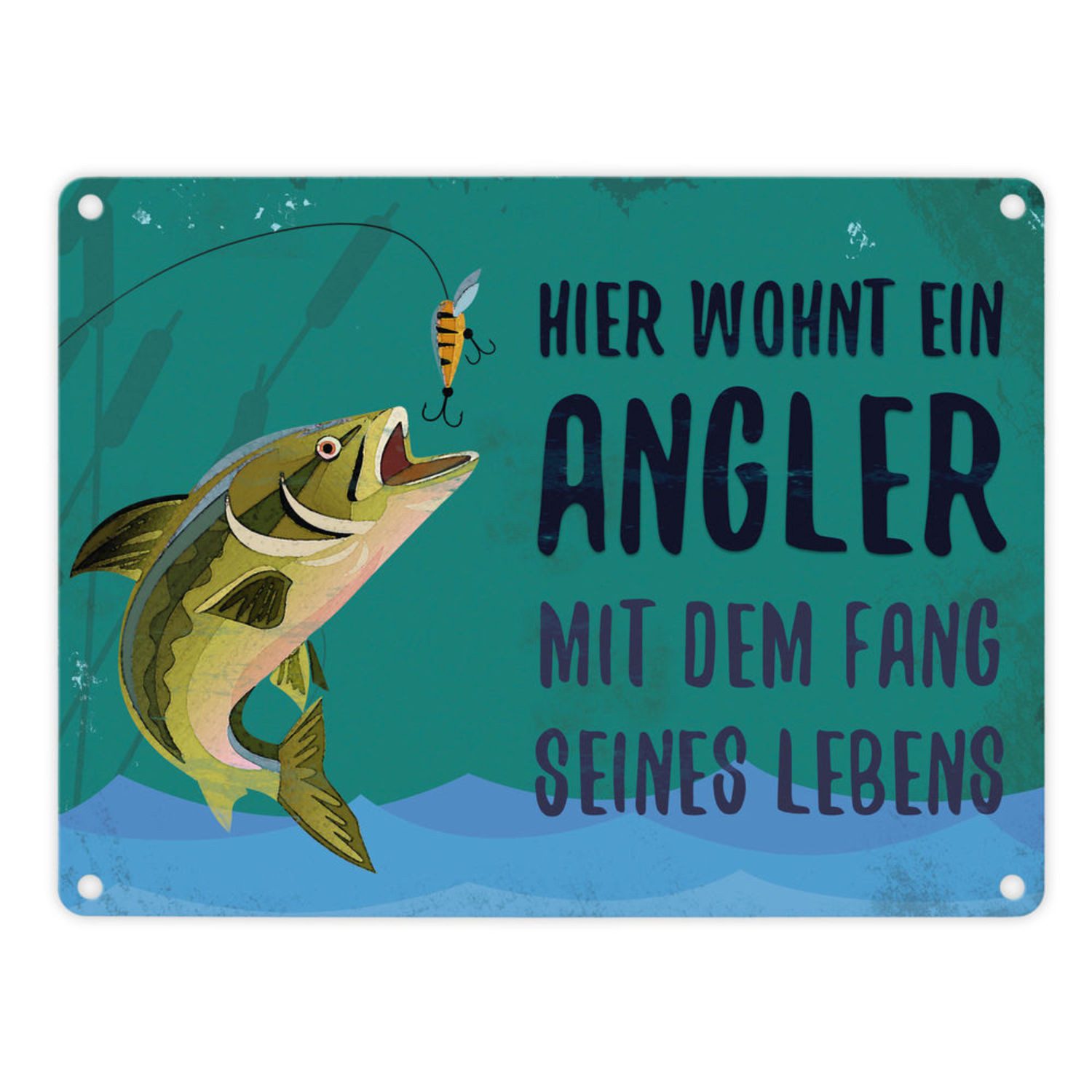 speecheese Metallschild Metallschilder und Spruch: Hier wohnt ein Angler Me günstig online kaufen