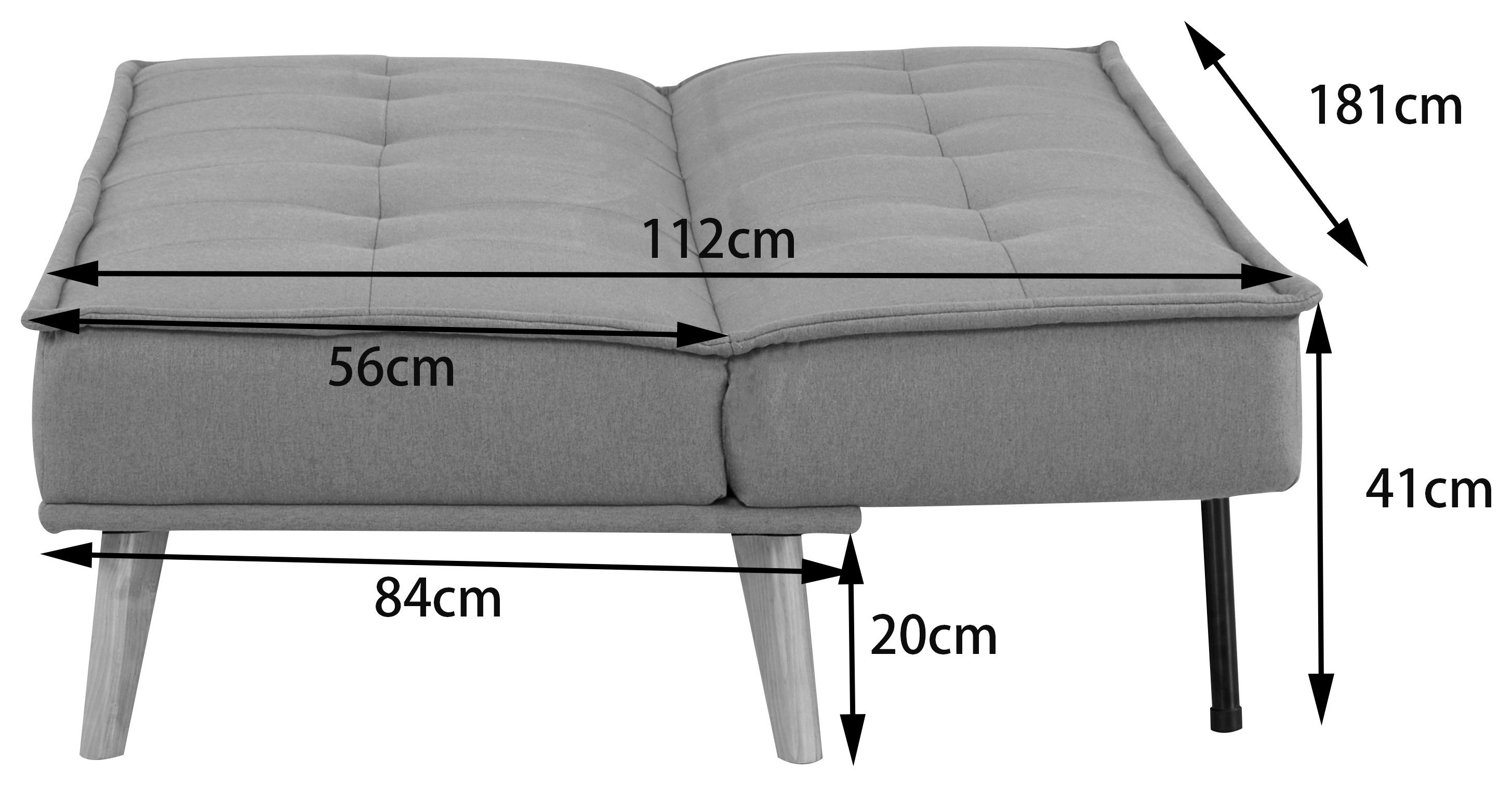 INOSIGN Schlafsofa MENDOTA, 181 cm, 3-Sitzer mit Schlaffunktion, verstellbarer Rückenlehne, Klappmechanismus, Webstoff