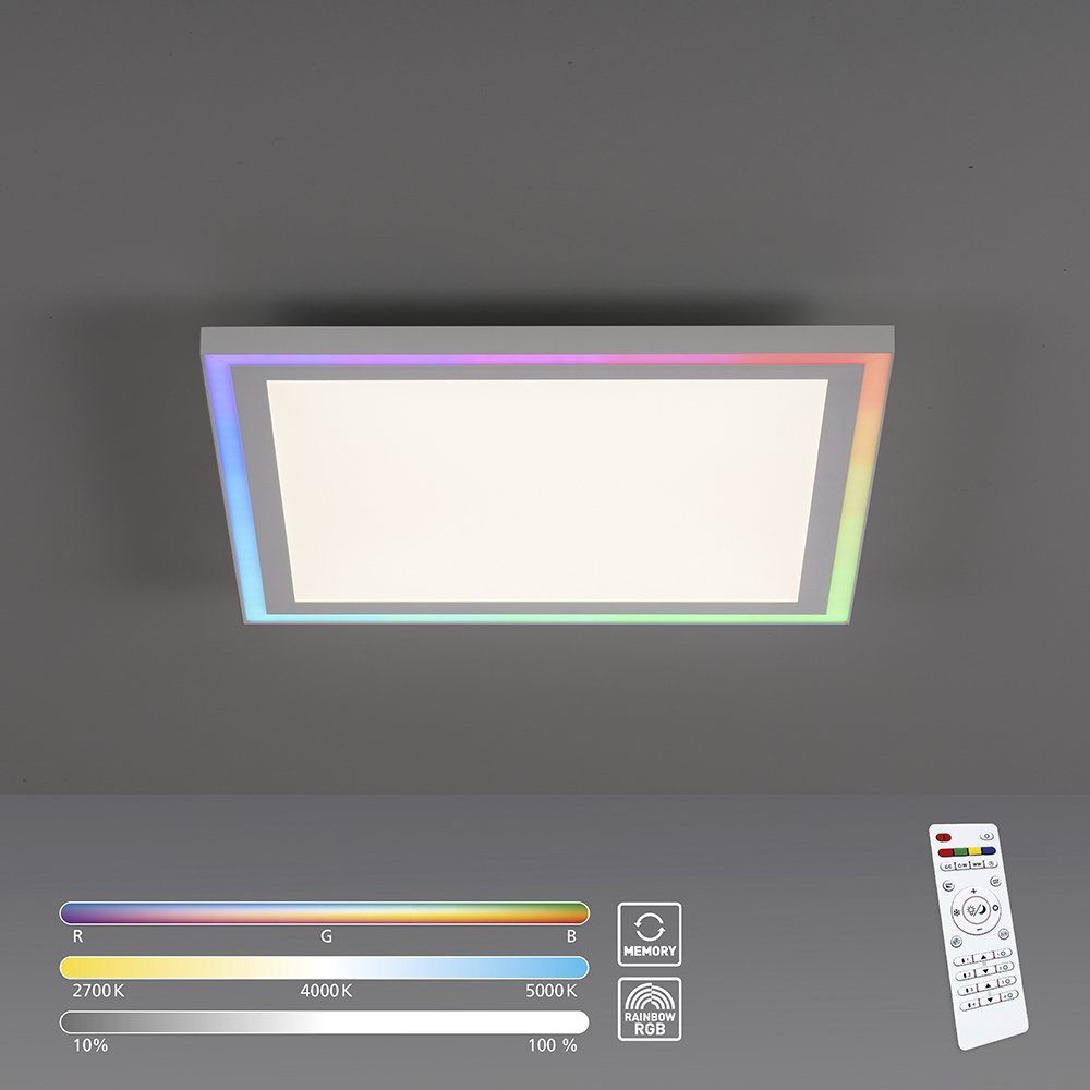 SellTec LED Deckenleuchte LED Deckenleuchte Panel Digital, CCT-Farbtemperaturregelung, RGB Rainbow Lichteffekt, Dimmfunktion, 1x LED-Board/16,00 Watt, Warmweiß bis Kaltweiß, RGB, RGB + CCT Farbwechsel dimmbar per Fernbedienung | Deckenlampen