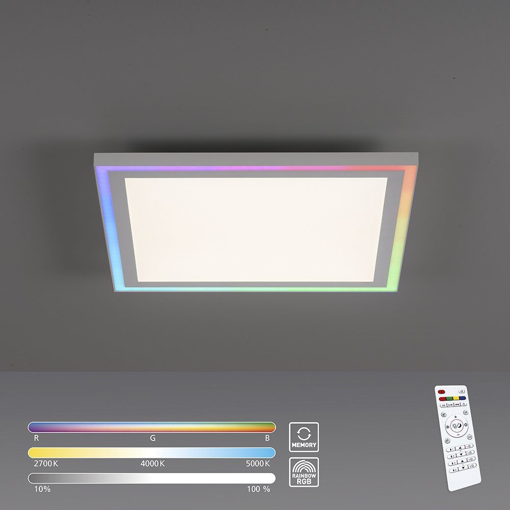 SellTec LED Deckenleuchte LED Deckenleuchte Panel Digital, CCT-Farbtemperaturregelung, RGB Rainbow Lichteffekt, Dimmfunktion, 1x LED-Board/16,00 Watt, Warmweiß bis Kaltweiß, RGB, RGB + CCT Farbwechsel dimmbar per Fernbedienung