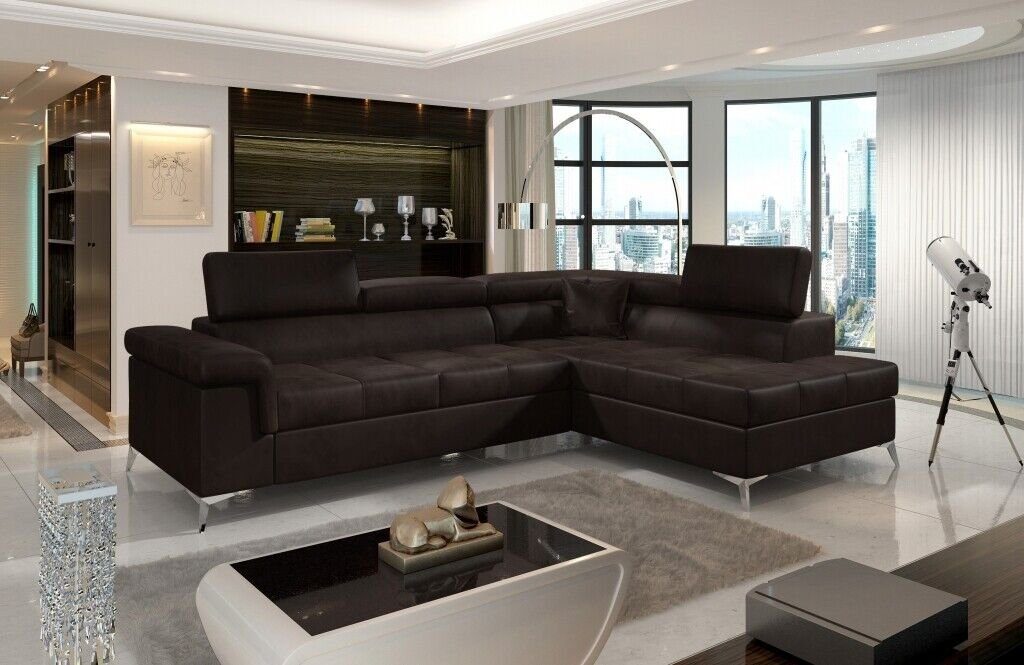 JVmoebel Ecksofa, Ecksofa L-Form Sofa Couch Design Polster Schlafsofa Textil Braun