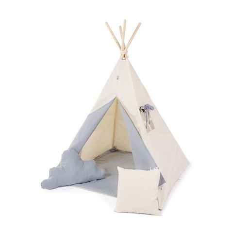 Rainbow Kids Tipi-Zelt Grauer Wolf, Personen: 2 (mit kleinem Zubehör, 4 tlg., mit 2 Kissen und Matte)