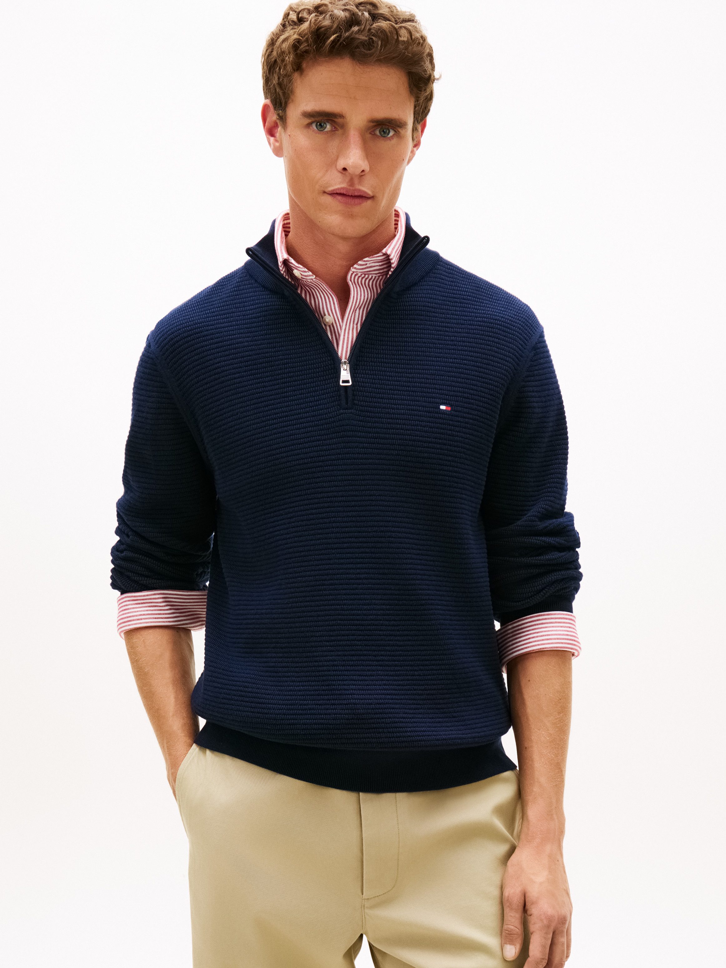 Tommy Hilfiger Strickpullover SEASONAL STRUCTURE ZIP MOCK Regular fit mit T günstig online kaufen