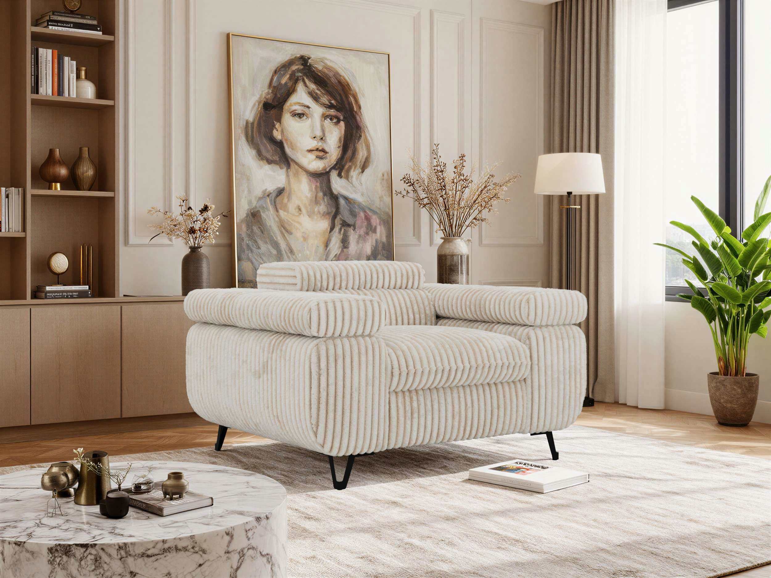 MKS MÖBEL Sofa PETER, Set, Einzelsessel mit verstellbaren Armlehnen, 1-Sitzer Sofa, Polstersessel
