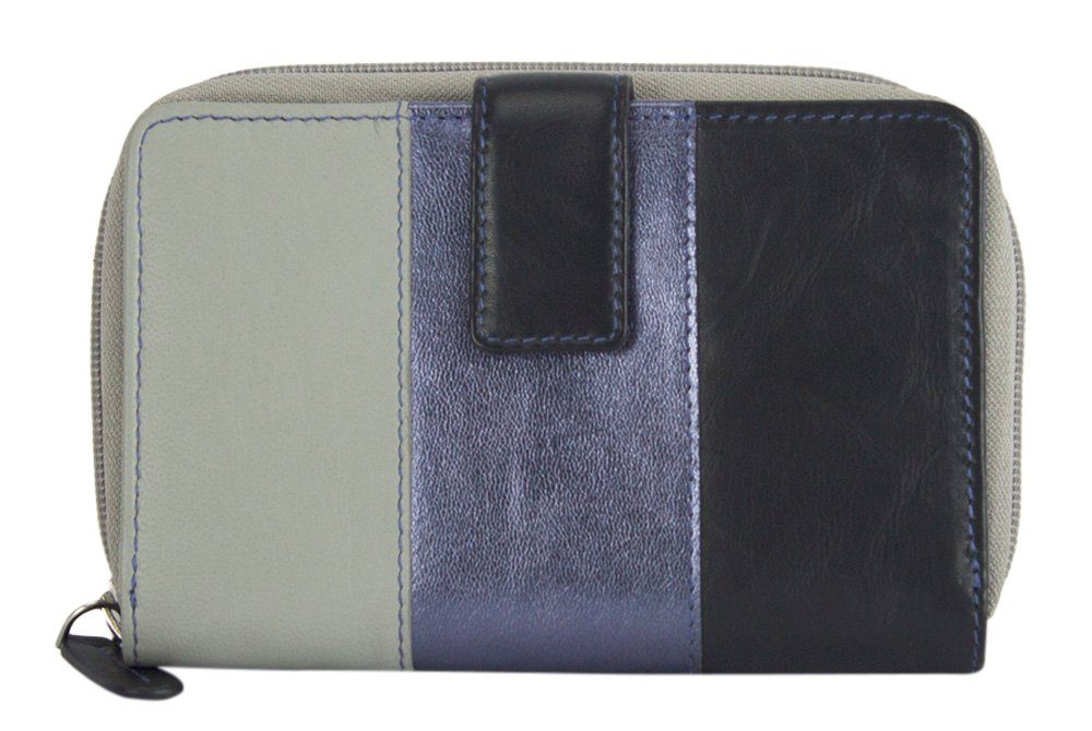 Sunsa Geldbörse Leder Geldbeutel Portemonnaie aus Lederresten Brieftasche, echt Leder, mit RFID-Schutz, in zeitlosen Design lila
