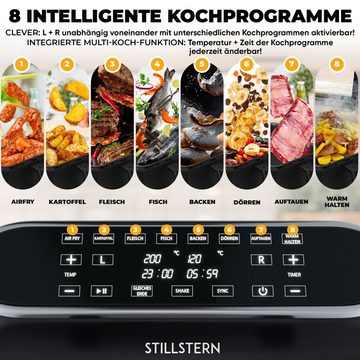 Stillstern Heißluftfritteuse Duo-Fry 12-in-1 Heißluftfritteuse, 2400 W, Backofen, Dörrautomat, Grill, Warmhalten&Auftauen