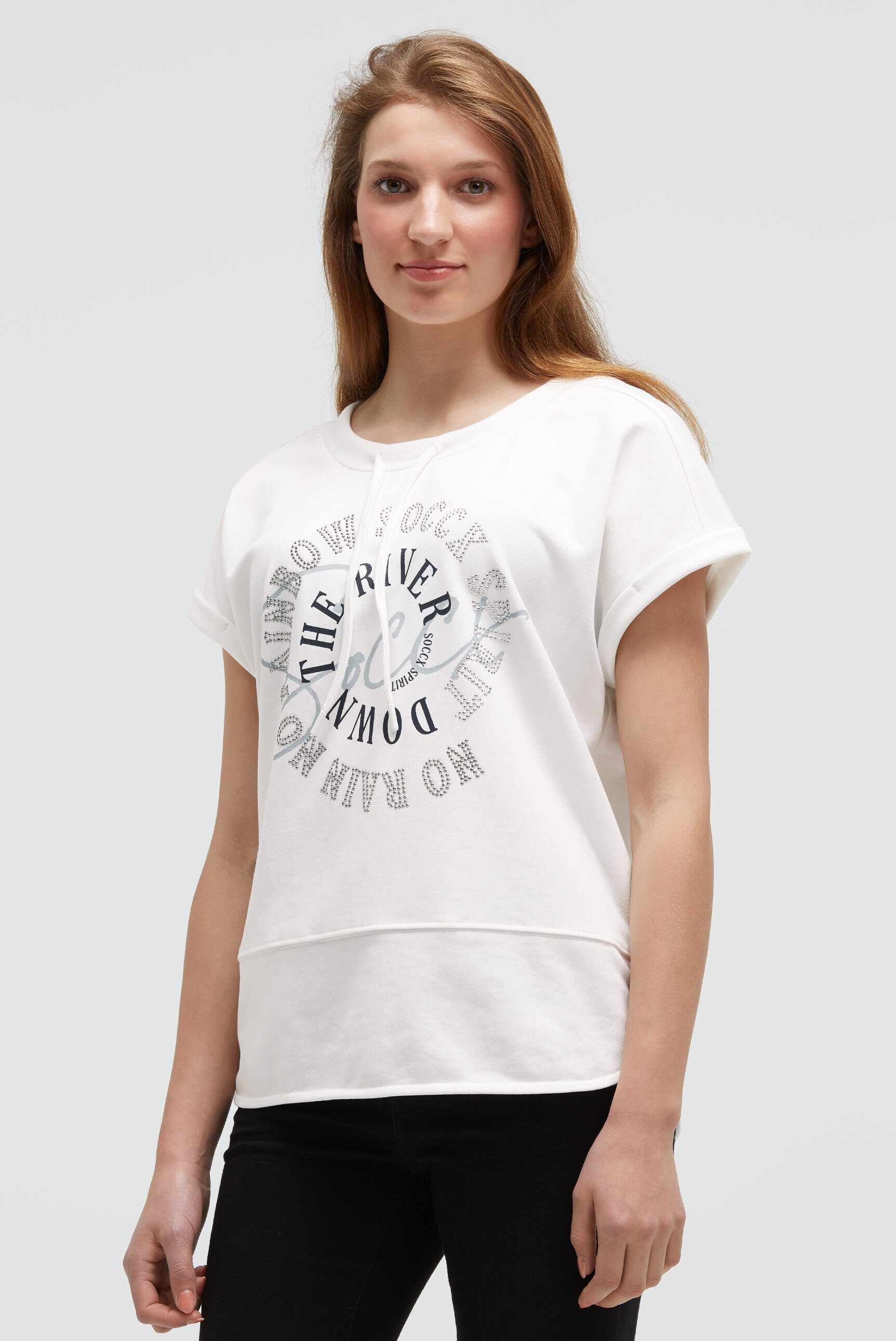 SOCCX Rundhalsshirt mit Seitenschlitze günstig online kaufen