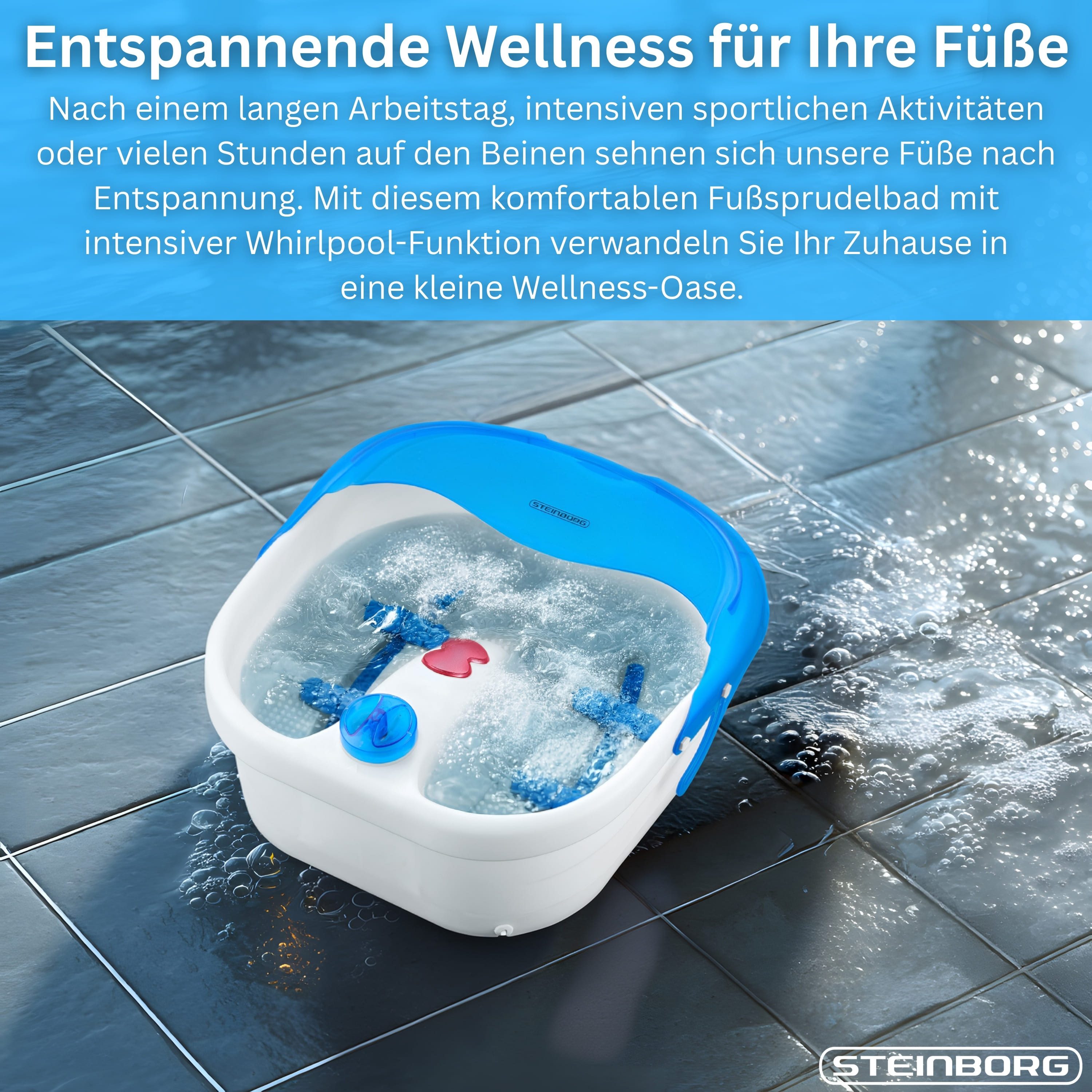 STEINBORG Fußbad SB-1050, 3 Stufen, Warmhaltefunktion, Massage Funktion
