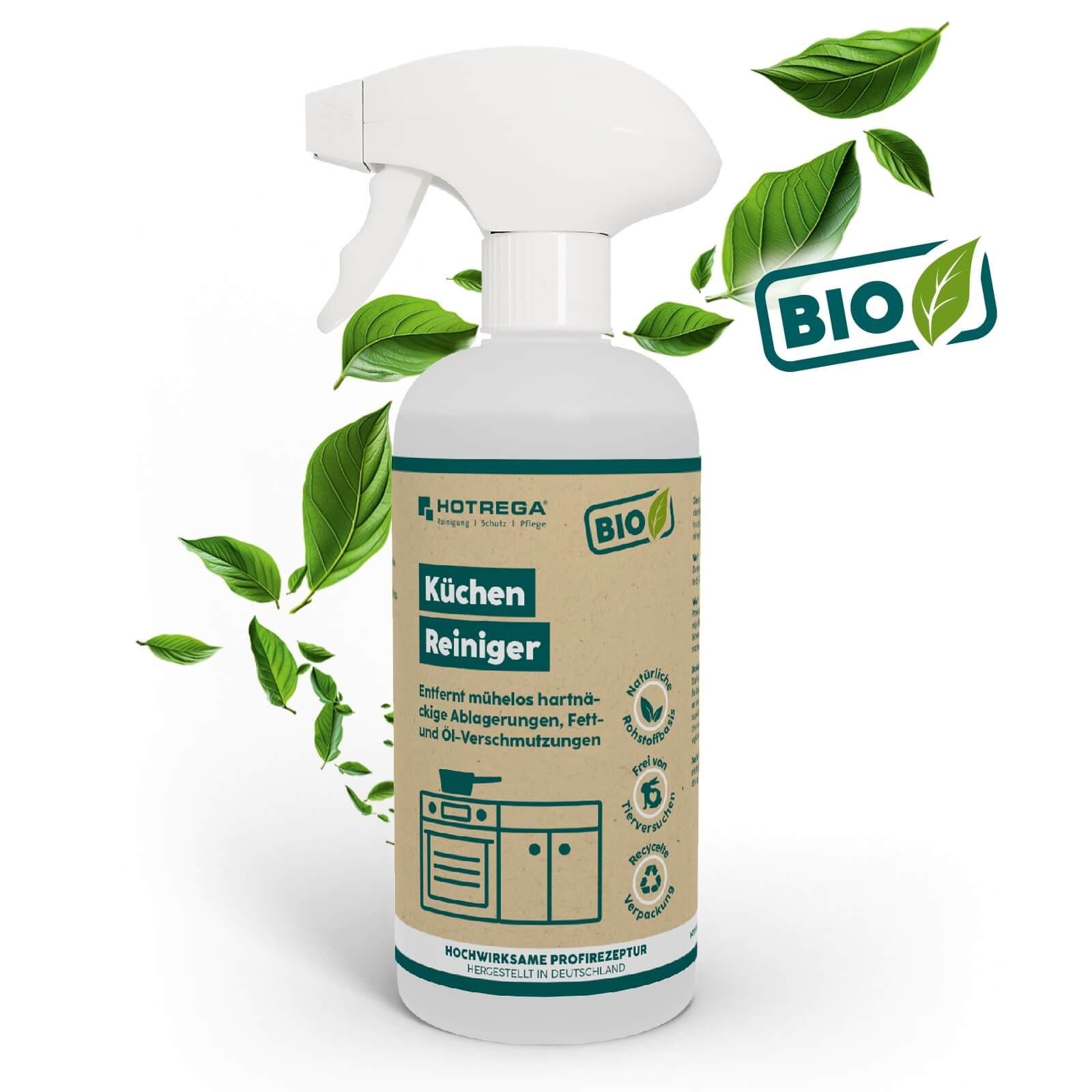 HOTREGA® BIO Küchen-Reiniger 500ml Уборщик кухни (Chrom Armaturen Granit Reiniger Glaskeramikreiniger, Ceranfeldreiniger, Очиститель нержавеющей стали)