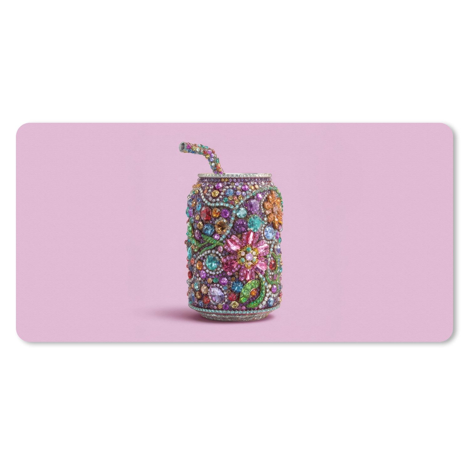 MuchoWow Mauspad Getränkedose - Blumenmuster - Edelsteine - Farbenfroh (1-St), Mousepad mit Rutschfester Unterseite, Gaming XXL, Großes, 120x60 cm