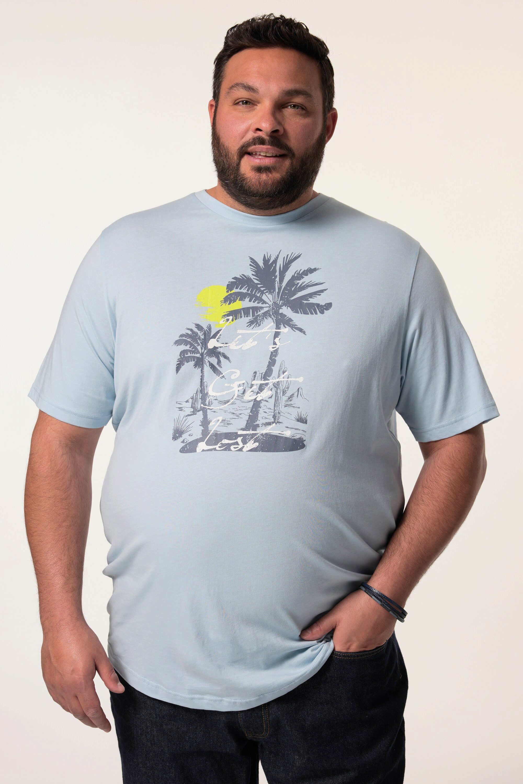 Men Plus T-Shirt Men+ T-Shirt Halbarm Print Rundhals bis 8 XL günstig online kaufen