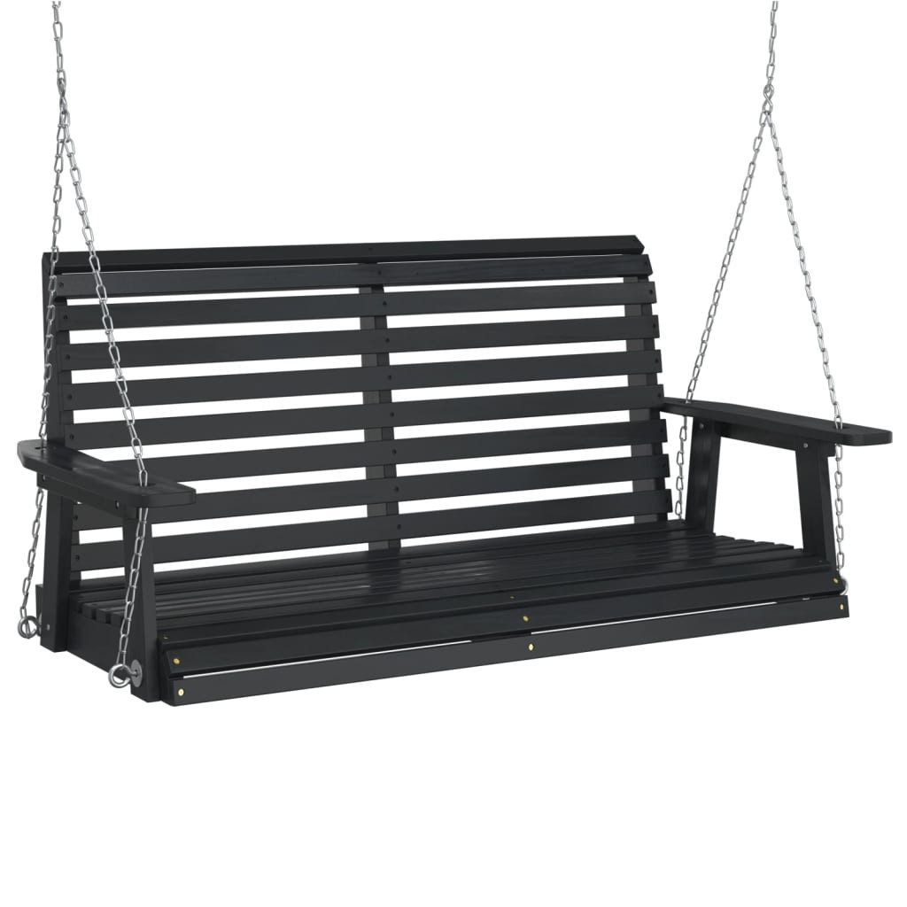 Hollywoodschaukel 1225 x 63 x 56 cm Hängebank Hollywoodschaukel mit Metallketten Schwarz