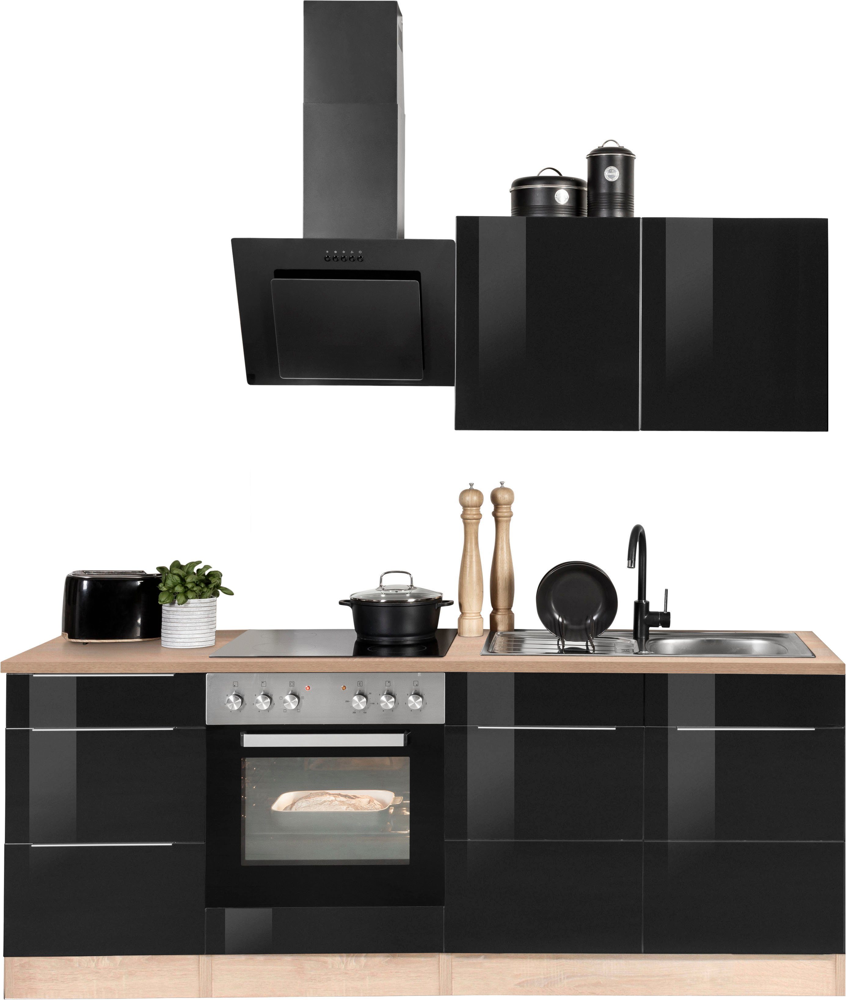 KOCHSTATION Küchenzeile KS-Brindisi, Breite 210 cm, wahlweise mit E-Geräten, mit MDF-Fronten