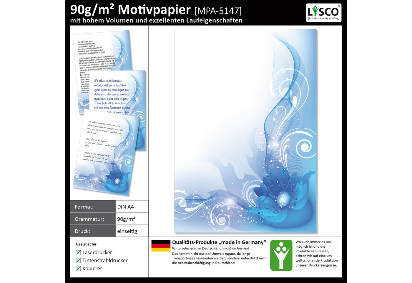 Thumbnail - LYSCO Briefpapier Motivpapier - Ornamente DIN A4, gut beschreibbar, Farbenfrohe-Atmosphäre, für alle Drucker geeignet.