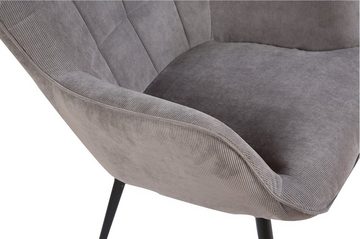 möbelando Sessel UTA (BxHxT: 72x97x80 cm), aus Cord in grau