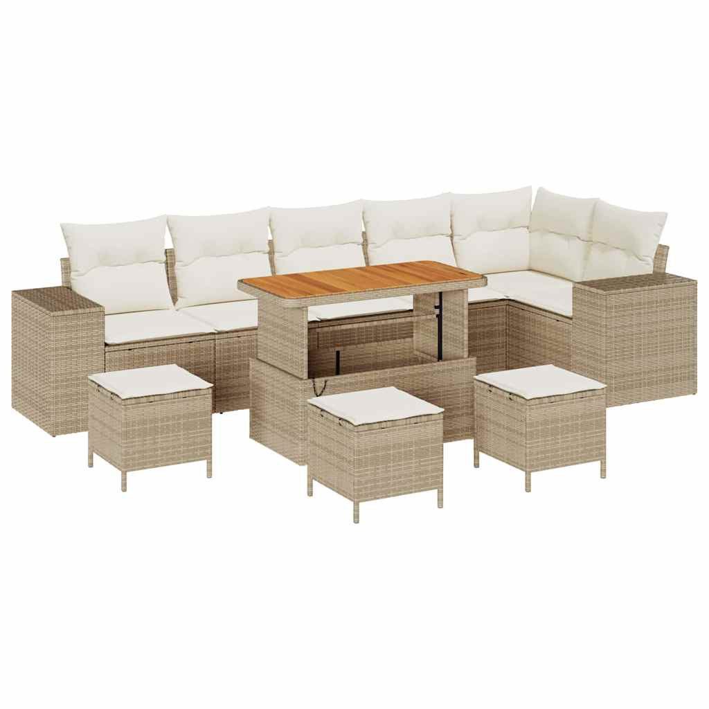 vidaXL Gartenlounge-Set Garten-Sofa-Set 10 pcs Beige Poly-Rattan, (10-tlg)