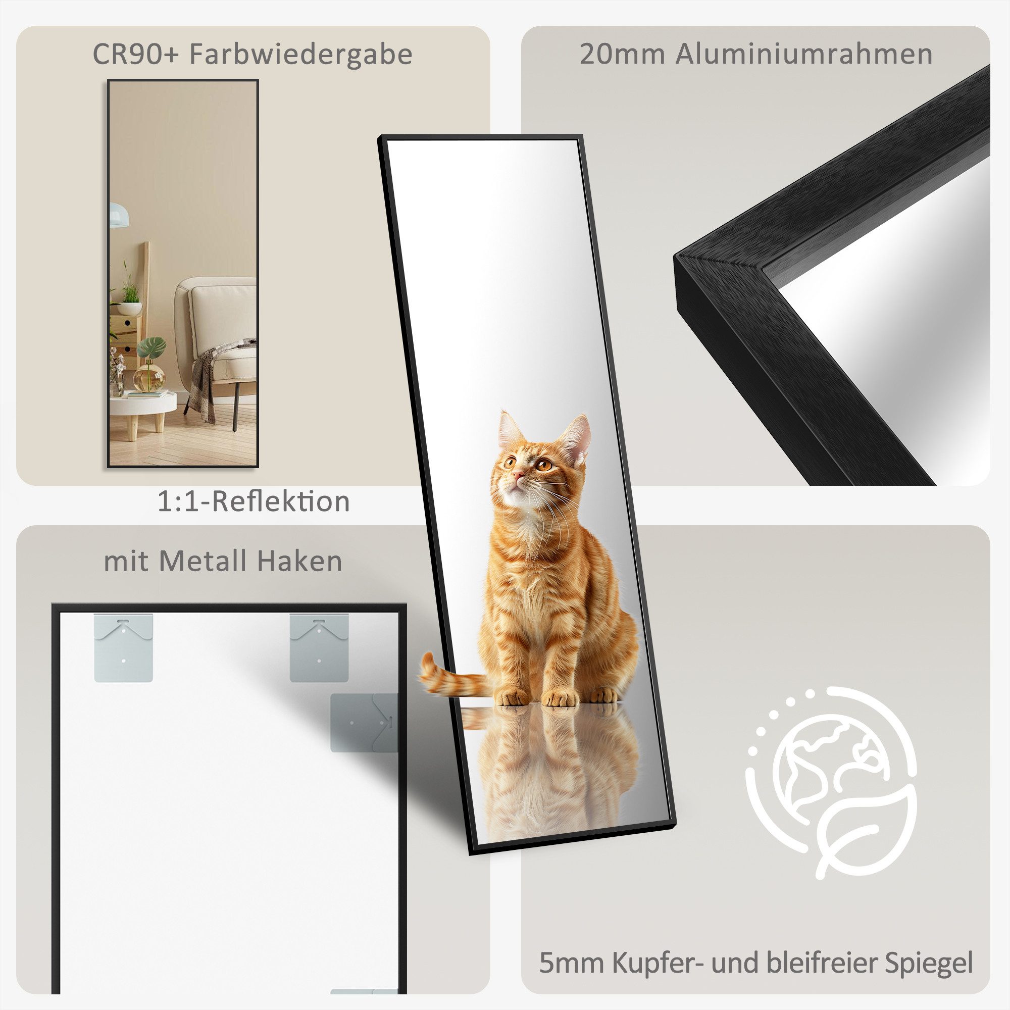 Hopibath Wandspiegel ganzkörper 150x50 160x40 140x40 (Bogenspiegel Ganzkörp günstig online kaufen