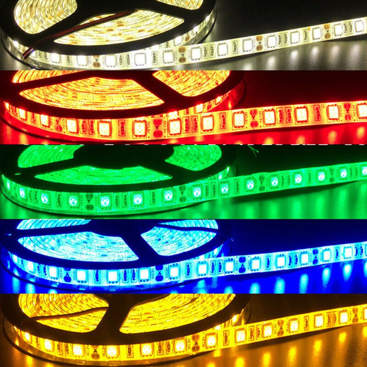 LETGOSPT LED Stripe 5m/2m Band Leiste 15 LED 5050 IR LEDs Lichterkette, Fernbedienung Stripe Strip-IP20 mit RGB - Dimmbar SMD 0.5m