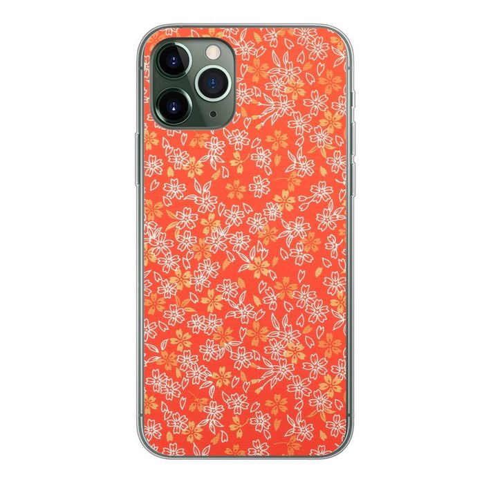 MuchoWow Handyhülle Ein orange-weißes Blumendesign Handyhülle Apple iPhone 11 Pro Smartphone-Bumper Print Handy