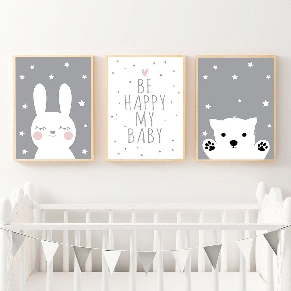 Pippolipo Bild Poster Kinderzimmer Deko Babyzimmer Wohnzimmer A4, (3er Set günstig online kaufen