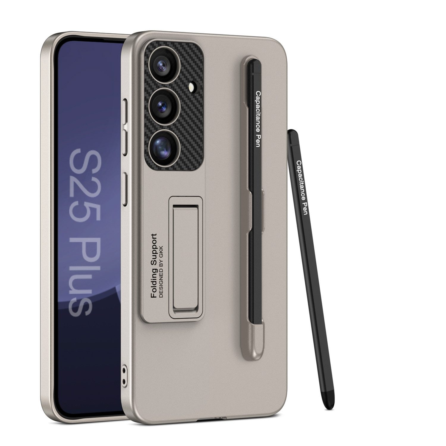Handyhülle Für Samsung Galaxy S25 Plus GKK Hülle Stifthalterung + Stift Titan