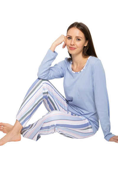 Consult-Tex Pyjama »Damen Pyjama Schlafanzug DF008« (Spar-Set, 1 Set) aus reiner Baumwole Jersey