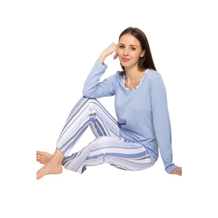 Consult-Tex Pyjama Damen Pyjama Schlafanzug DF008 (Spar-Set 1 Set) aus reiner Baumwole Jersey