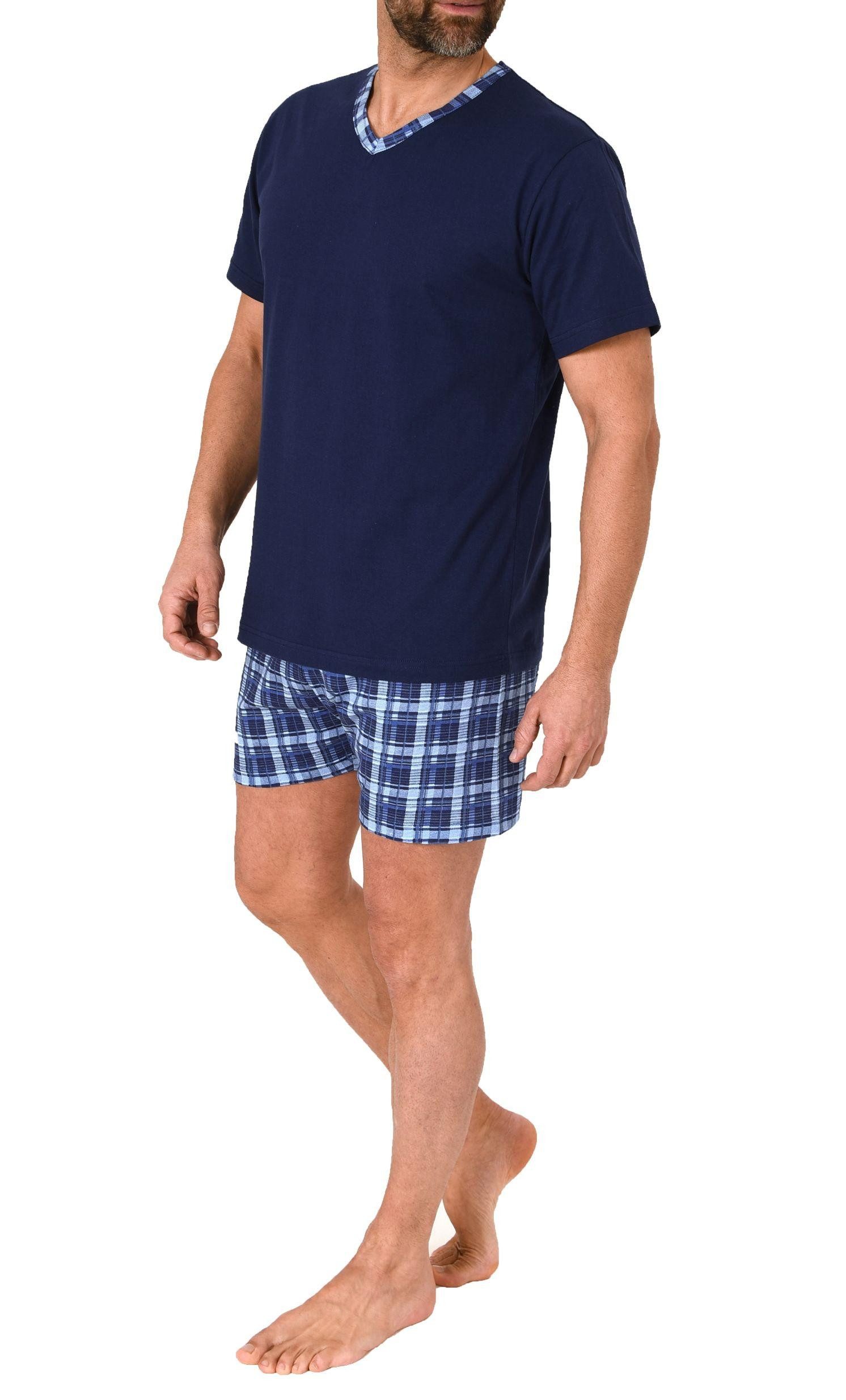 Normann Pyjama Normann Herren kurzarm Schlafanzug Shorty Pyjama Hose in Kar günstig online kaufen