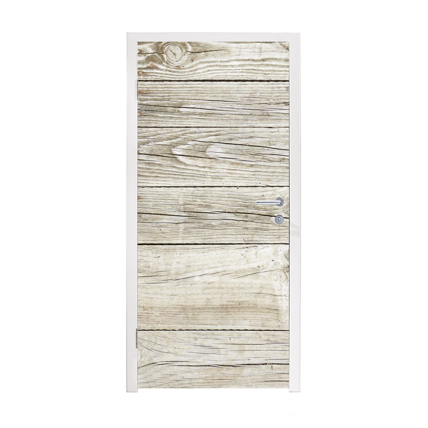 MuchoWow Türtapete Eine helle Holzwand als Hintergrund, Matt, bedruckt, (1 St), Fototapete für Tür, Türaufkleber, 75x205 cm