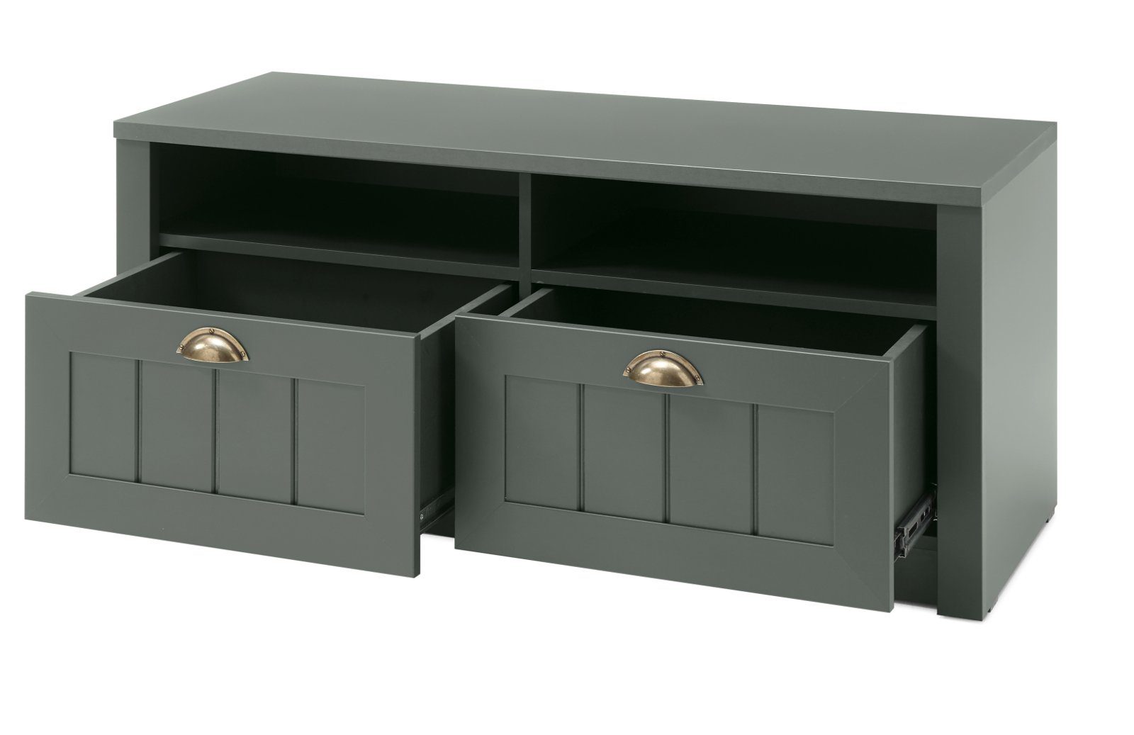 Furn.Design Schuhbank Forres (Garderobenbank in Landhaus grün, 110 x 47 cm), mit Schubladen