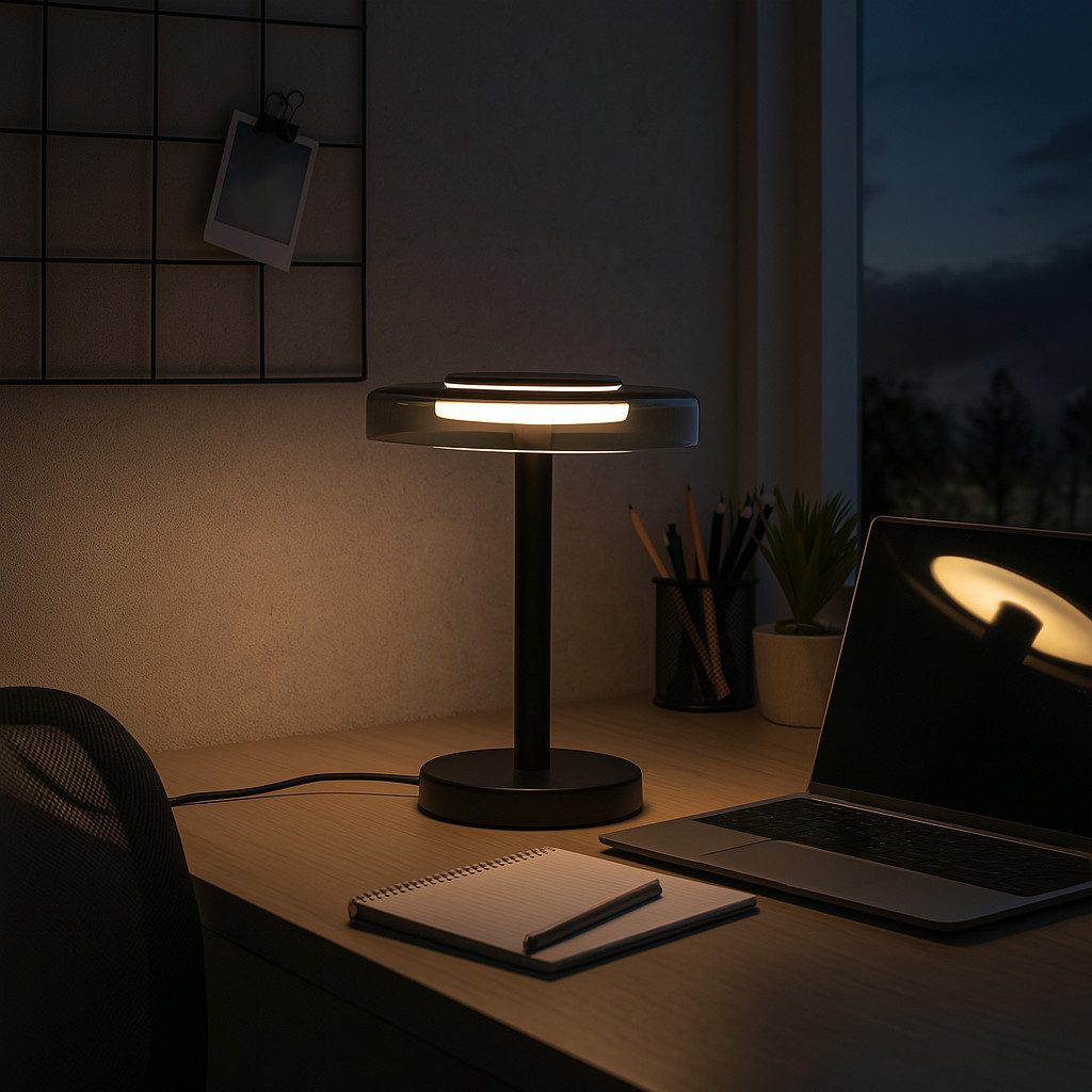 Liadomo LED Tischleuchte Volos, LED fest integriert, Warmweiß, Schirm aus Opalglas/Klarglas, modernes Design, blendfreies Licht