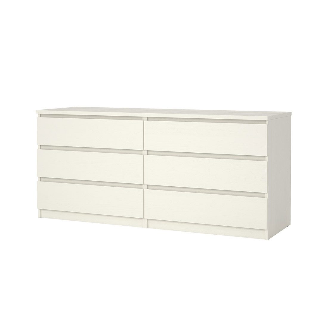 ebuy24 Kommode Noulan Kommode 6 Schubladen, weißes Esche Dekor.