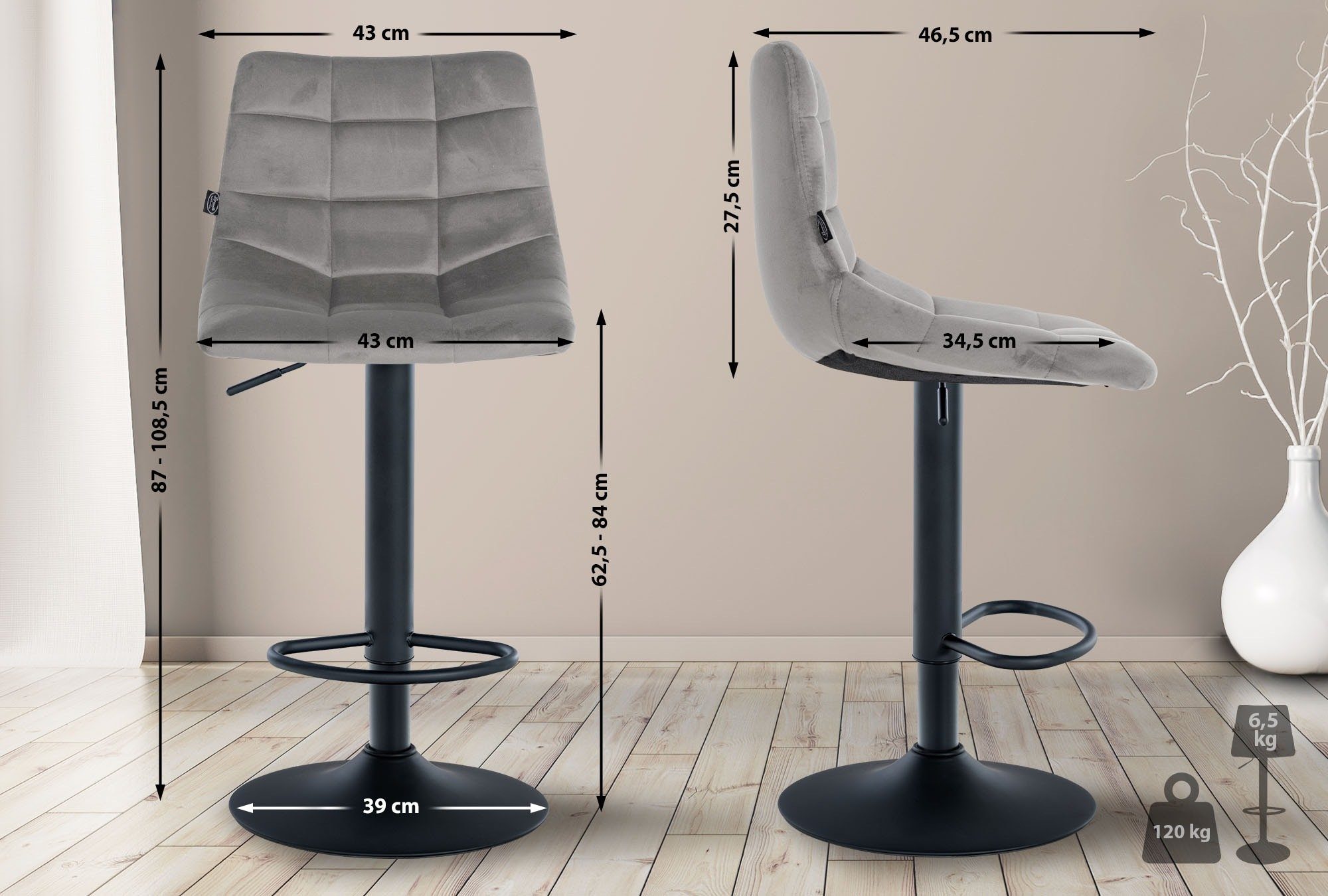 CLP Barhocker Jerry Samt (2er Set, günstig online kaufen