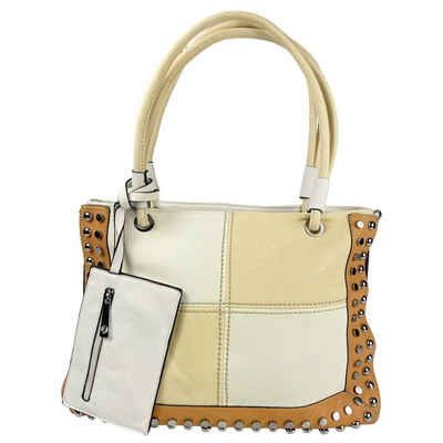 Taschen4life Shopper große Damen Handtasche mit Nieten 8001-1 (Set), Handytasche abnehmbar, 2farbig