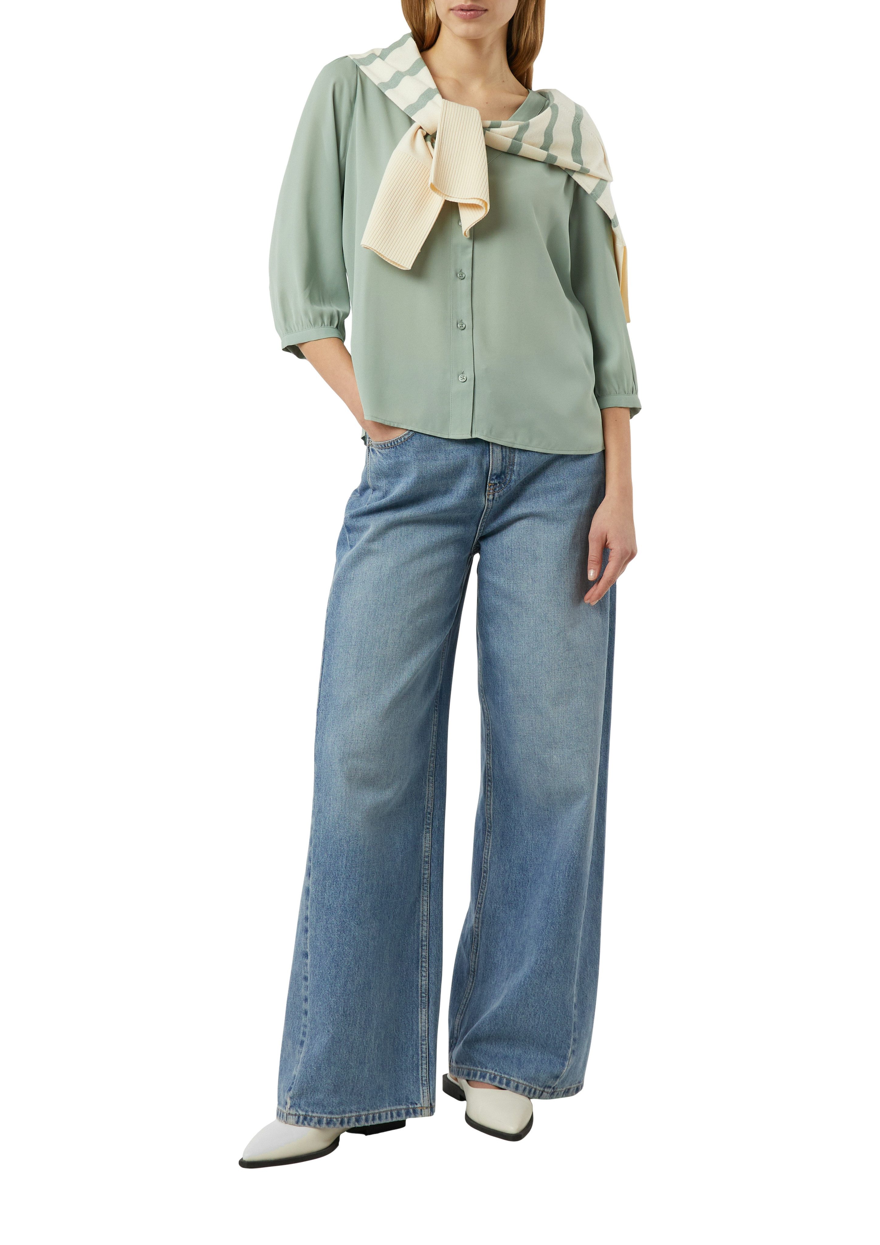 comma Shirtbluse mit V-Ausschnitt