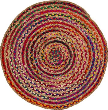 Teppich Ethno, Barbara Becker, rund, Höhe: 4 mm, Flachgewebe, handgeflochten, Ø 80 cm, aus Jute & recycelte Baumwolle