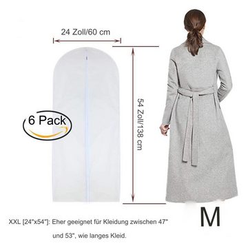 HIBNOPN Kleidersack Kleidersack Durchsichtig 60x140cm Reißverschluss Staubschutz 6 Stück (6 St)