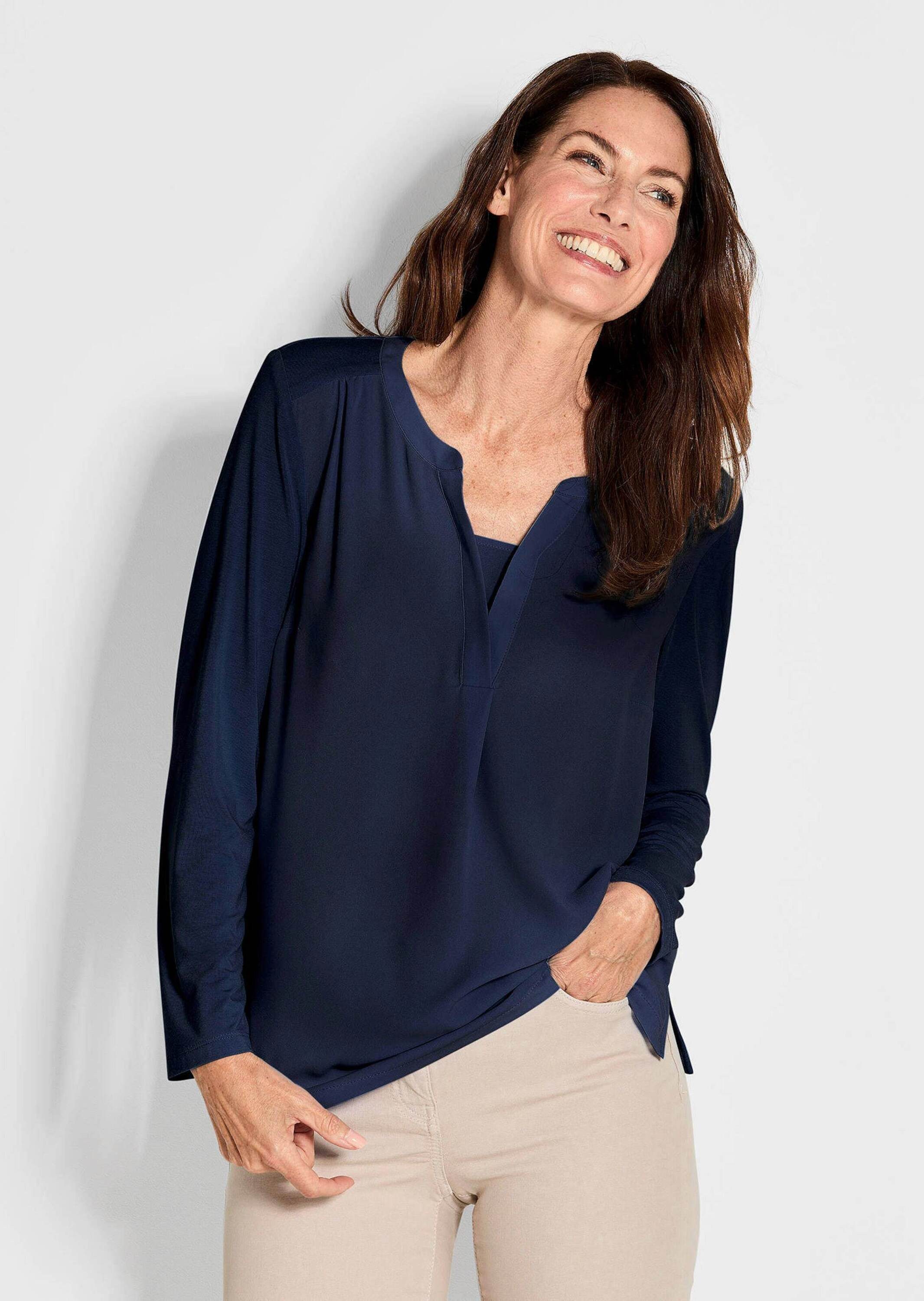 GOLDNER Shirtbluse Blusenshirt mit Chiffon-Einsatz günstig online kaufen