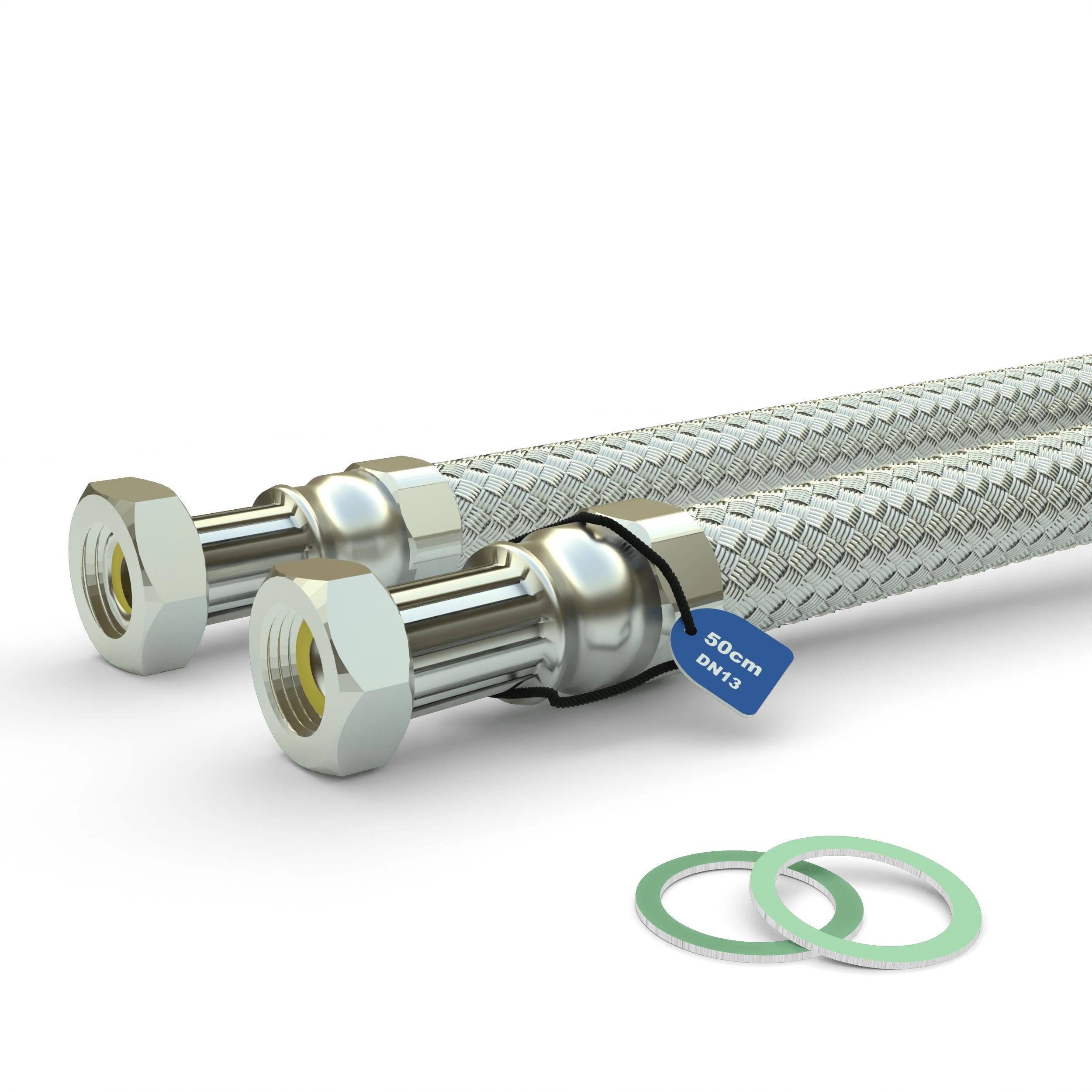 Aquintos Wasseraufbereitung Flexschlauch Panzerschlauch DN13 - 3/4" ÜM x 3/4" ÜM 50cm HDPE, AnschlußschlauchWasserenthärter