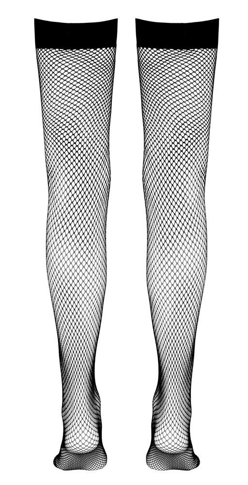 Cottelli LEGWEAR Halterlose Strümpfe Halterlose Netz-Strümpfe mit Silikonbund - schwarz (1-Paar) Innen mit rutschfestem Silikonband – Bild 4 von 4
