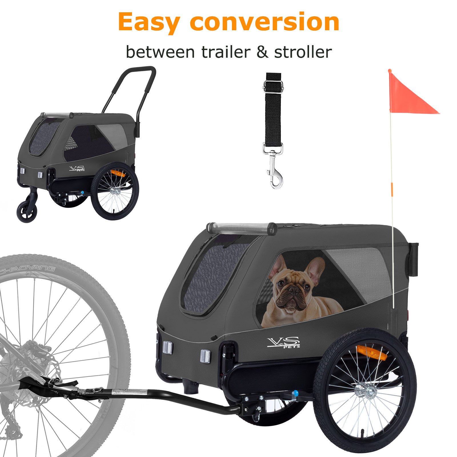 TIGGO Fahrradhundeanhänger Tiggo VS Pets Medium Hundeanhänger & Buggy 2in1 Fahrradanhänger