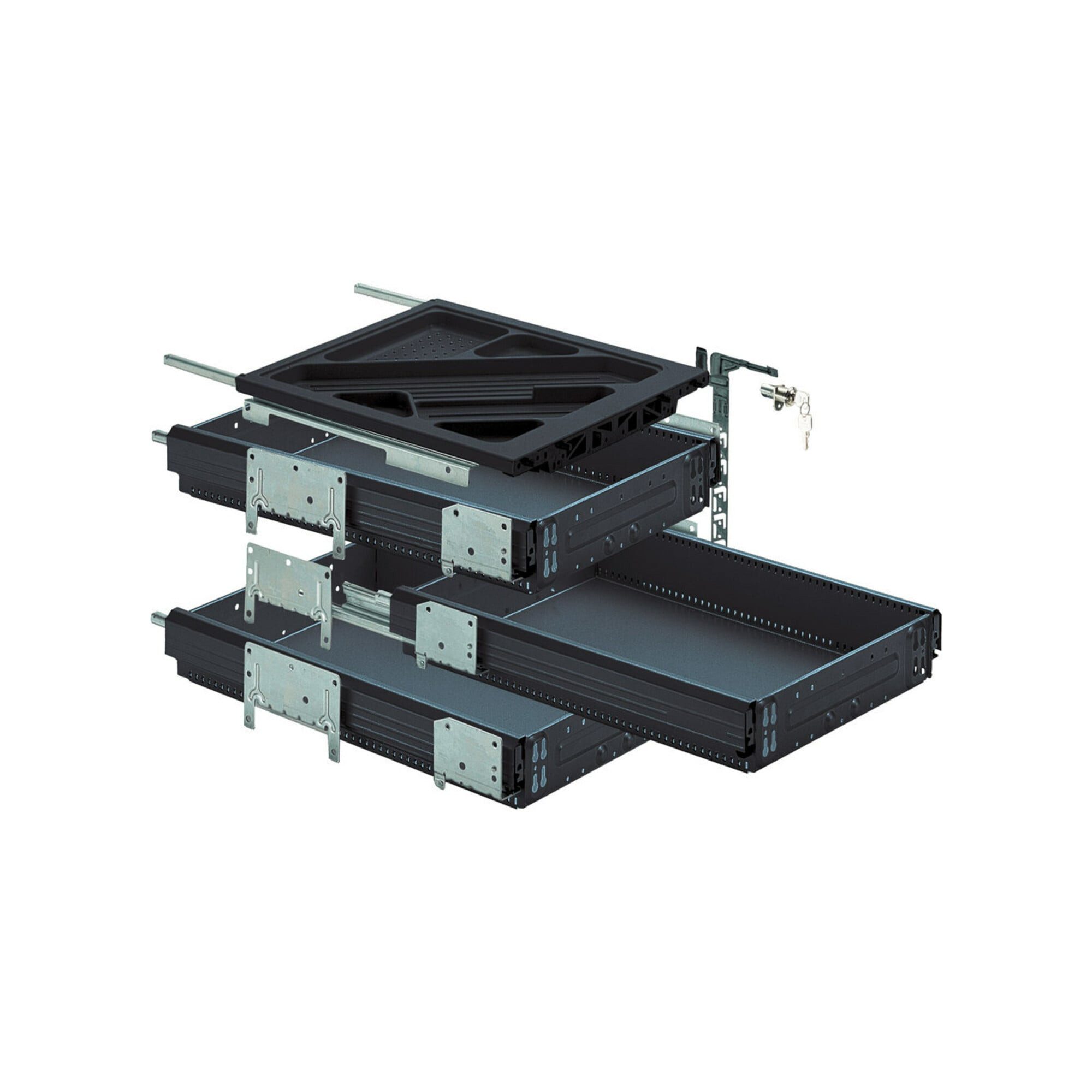 Hettich Schubkasten Hettich Container-Set mit Vollauszügen, schwarz, 530 mm