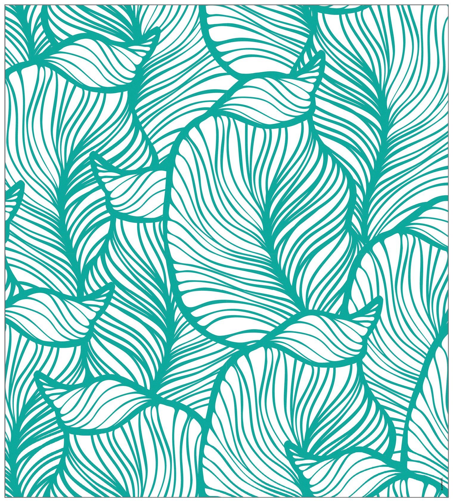 Fensterfolie Look Leaves turquoise, MySpotti, halbtransparent, glatt, 90 x  100 cm, statisch haftend